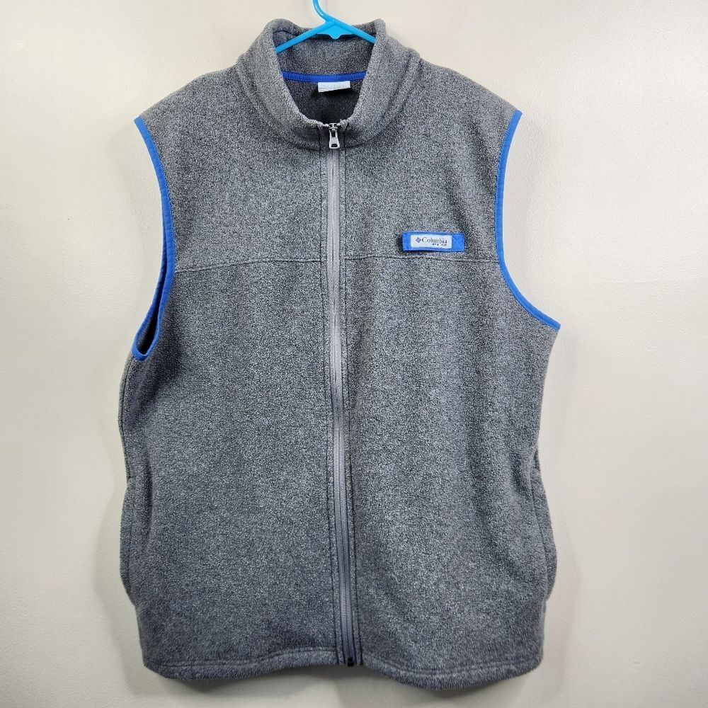 Columbia PFG Mens Sleeveless Mock Neck Full Zip Dual Pocket Vest Large